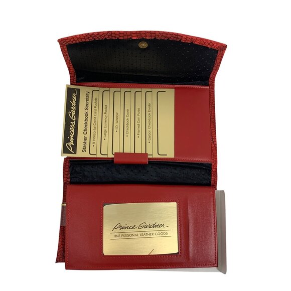 Princess Gardner Stasher Checkbook Secretary Wallet Red Cowhide w/ Gift Box - Picture 6 of 10